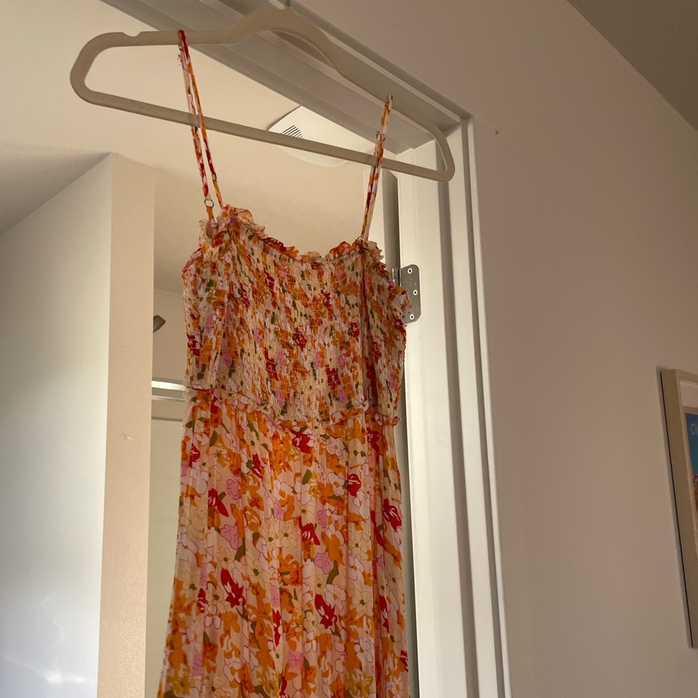 Lush Floral Long Orange Dress